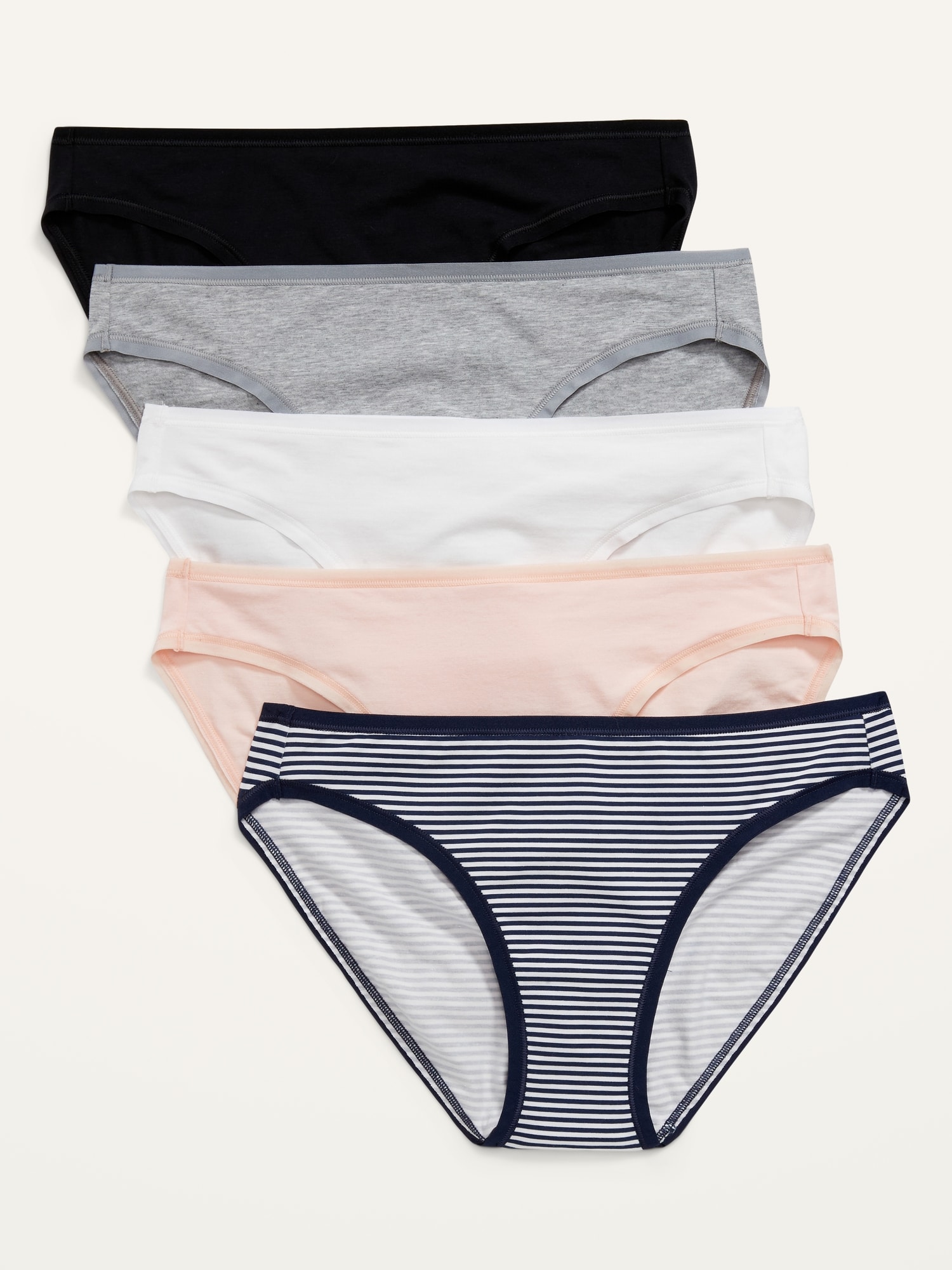 Old Navy Mid-Rise Supima® Cotton-Blend Bikini Underwear 5-Pack for Women pink. 1
