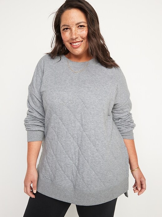 Long-Sleeve Vintage Quilted Tunic Sweatshirt for Women | Old Navy