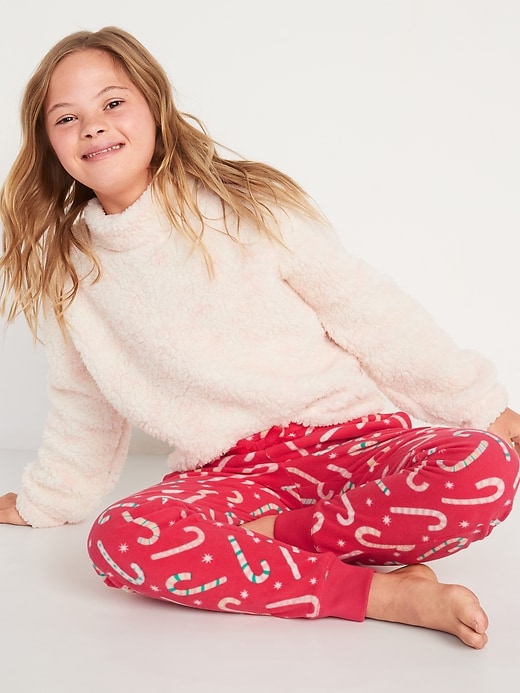 View large product image 2 of 2. Printed Microfleece Pajama Jogger Pants for Girls
