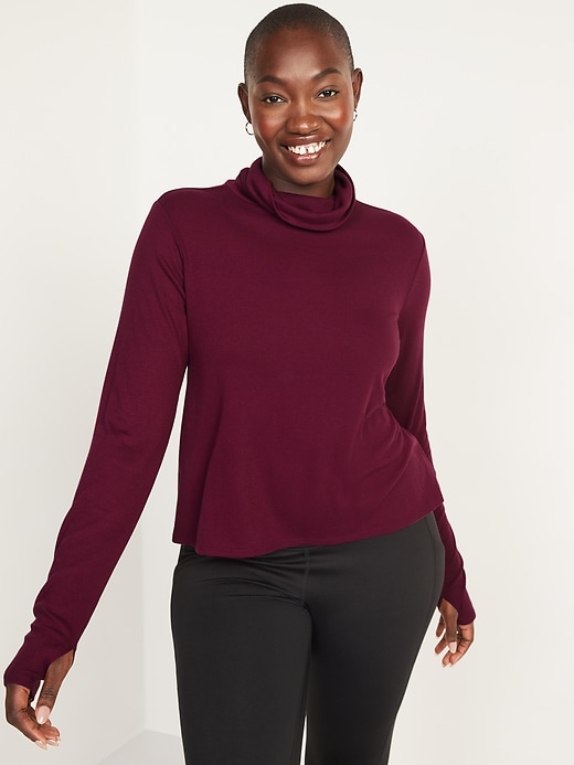 Old Navy - UltraLite Performance Cropped Ribbed Turtleneck Top for Women