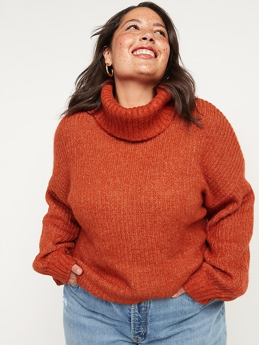 Image number 7 showing, Cozy Heathered Rib-Knit Turtleneck Sweater for Women