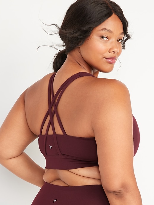 Image number 8 showing, Medium-Support Strappy Longline Sports Bra
