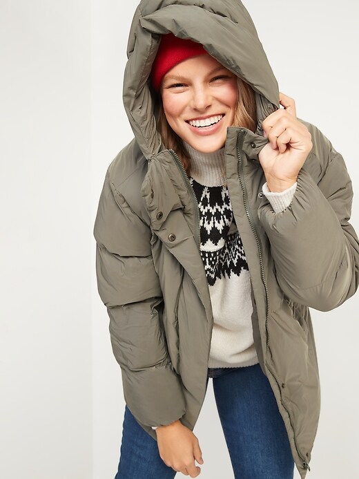 Image number 3 showing, Water-Resistant Hooded Puffer Jacket for Women
