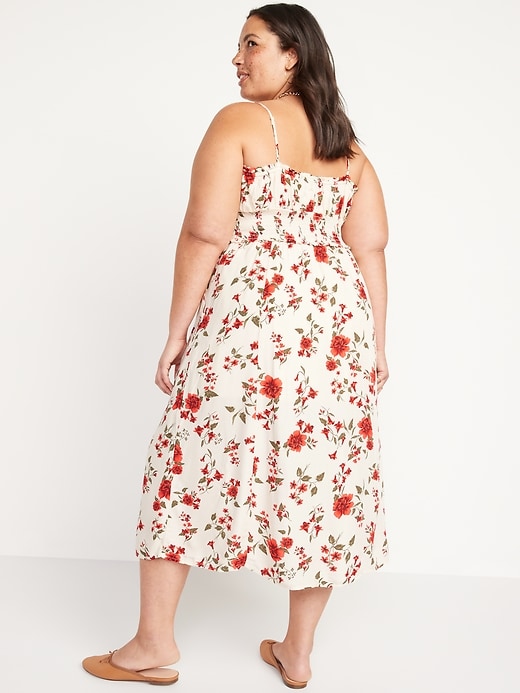 Image number 8 showing, Sleeveless Fit & Flare Smocked Floral-Print Midi Cami Dress