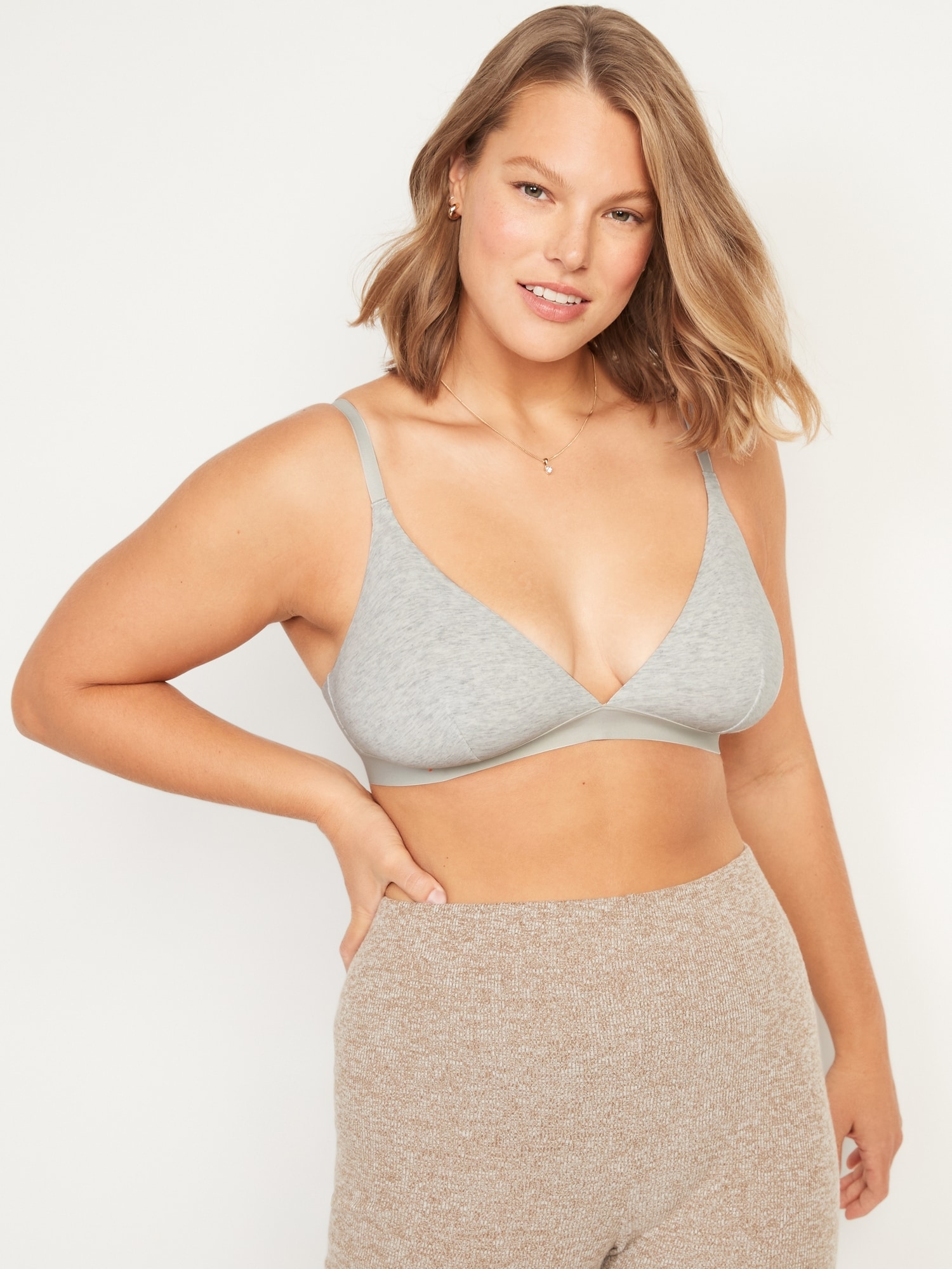 Old Navy Supima® Cotton-Blend Triangle Bralette Top for Women gray. 1