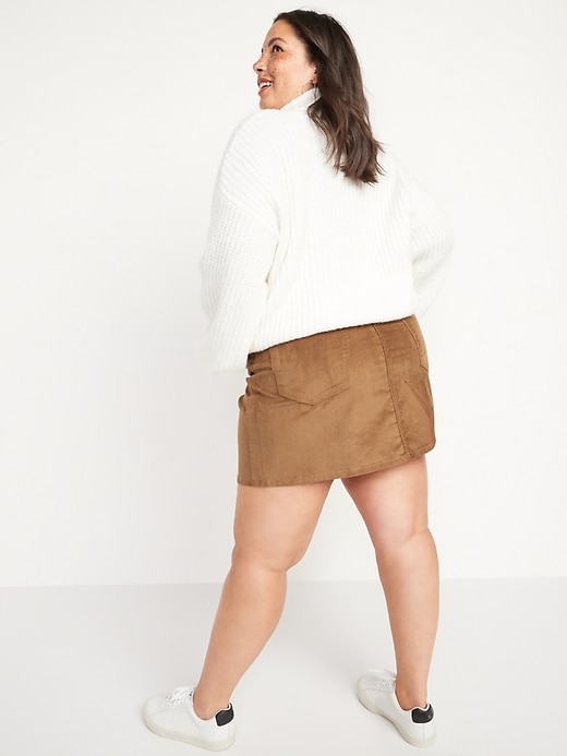 Image number 8 showing, High-Waisted Button-Fly Corduroy Mini Skirt for Women
