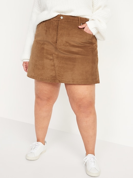 Image number 7 showing, High-Waisted Button-Fly Corduroy Mini Skirt for Women