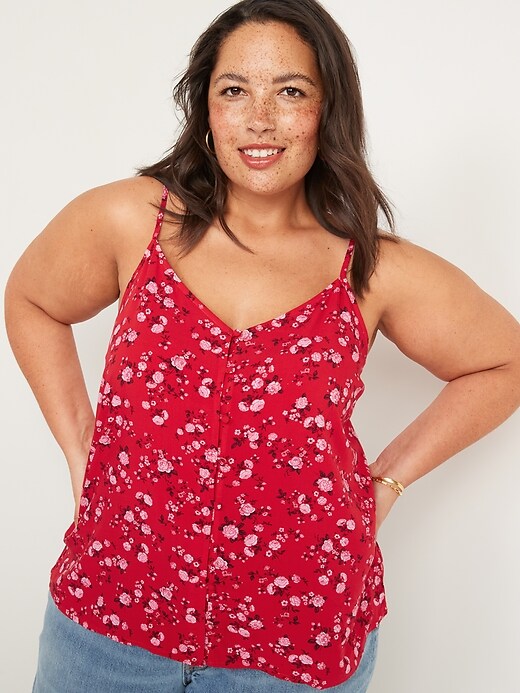 Image number 7 showing, Floral-Print Button-Front Cami Top for Women