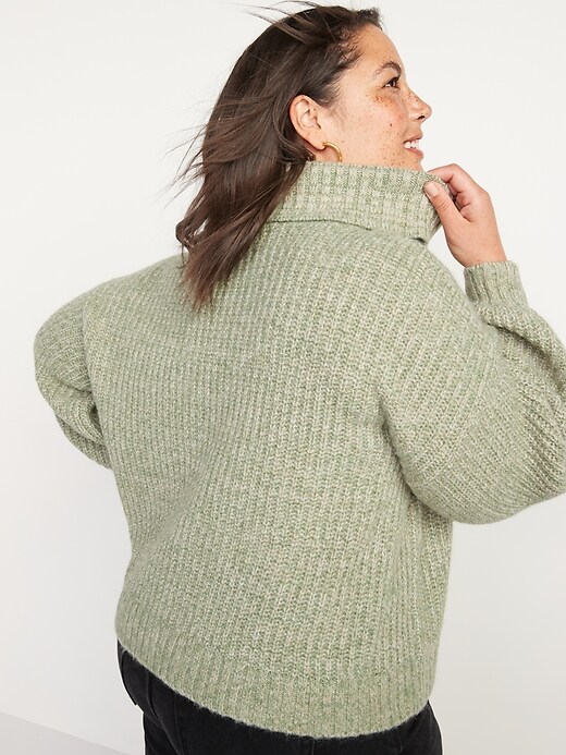 Image number 8 showing, Mélange Shaker-Stitch Turtleneck Sweater for Women