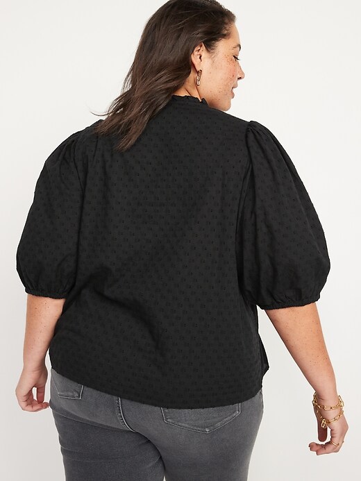 Puff-Sleeve Lace-Trim Clip-Dot Blouse for Women | Old Navy