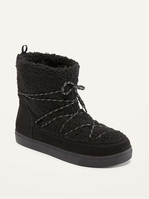 View large product image 1 of 1. Faux-Fur-Lined Sherpa Boots