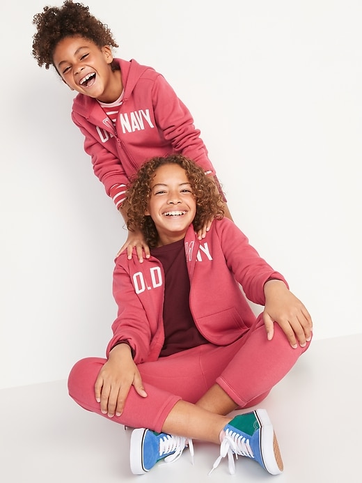 View large product image 1 of 1. Gender-Neutral Logo Zip Hoodie for Kids