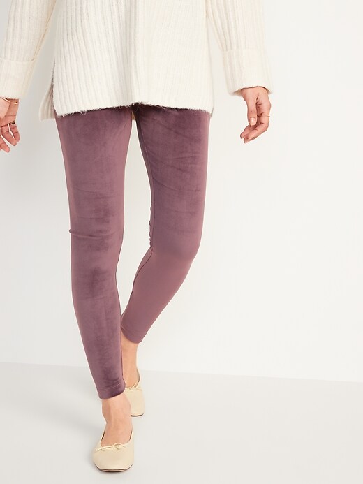 Image number 4 showing, High-Waisted Velour Ankle Leggings For Women