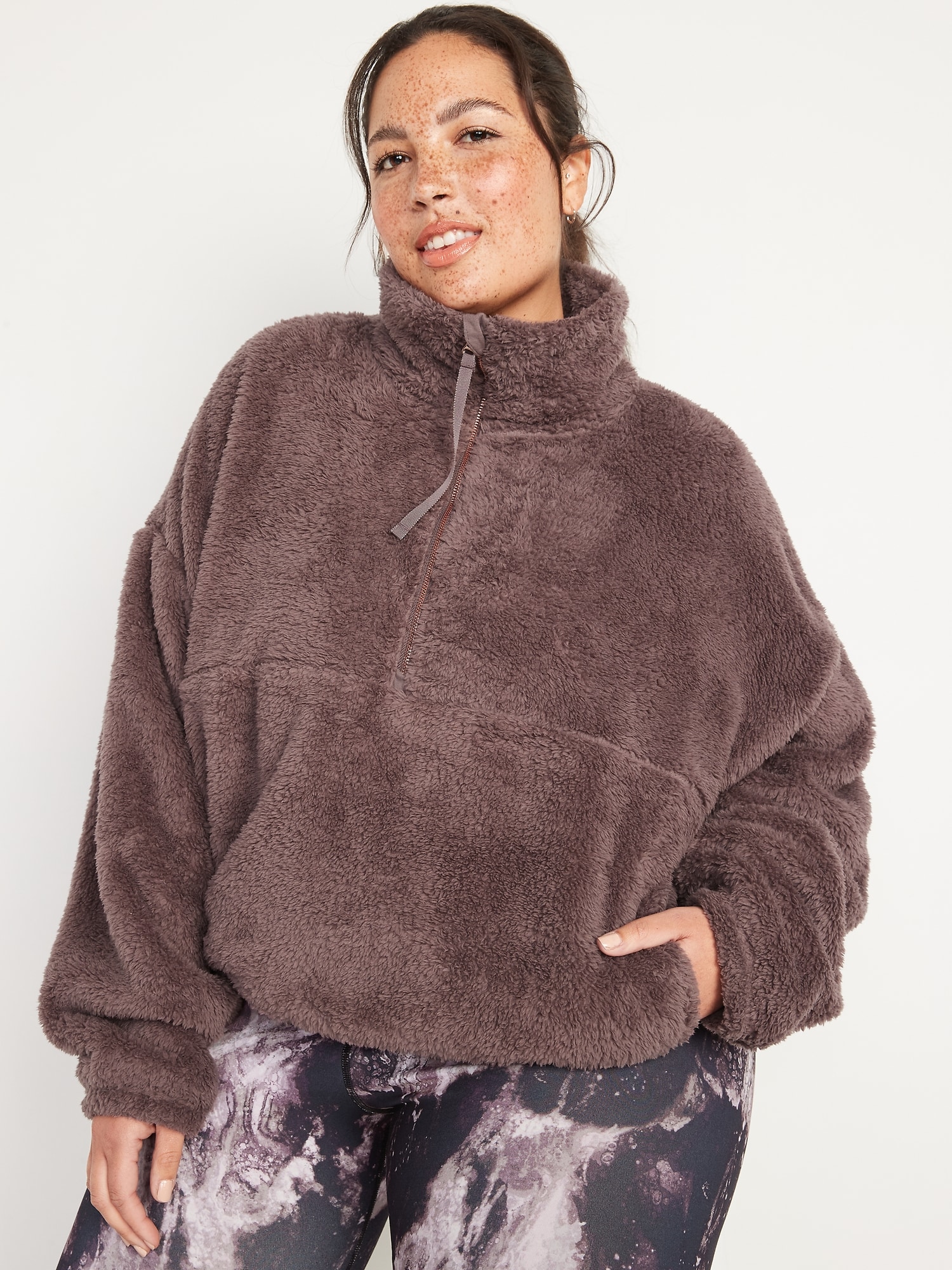 HighNeck Half Zip Sherpa Sweatshirt Old Navy