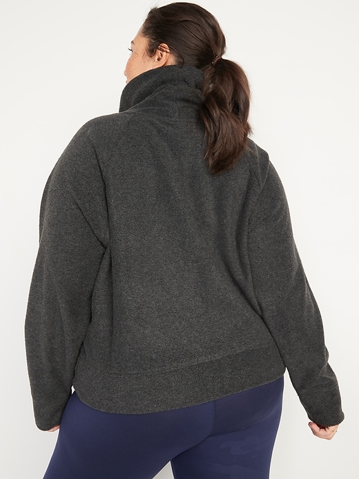 Image number 8 showing, Funnel-Neck Cropped Microfleece Sweatshirt for Women