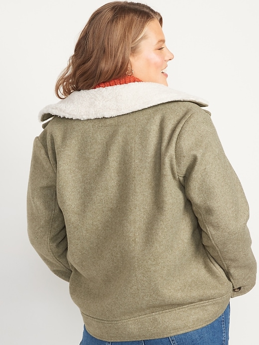 Image number 2 showing, Soft-Brushed Sherpa-Trim Jacket for Women