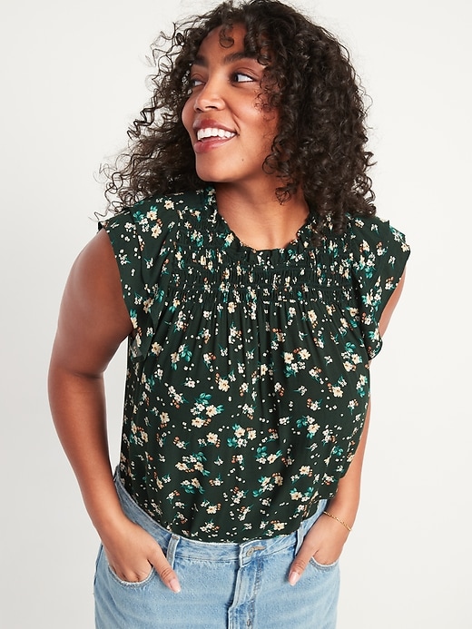 Old Navy FlutterSleeve Smocked Floral Swing Blouse for Women