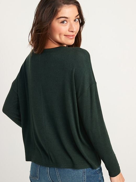 Image number 2 showing, Oversized Cozy-Knit Long-Sleeve T-Shirt