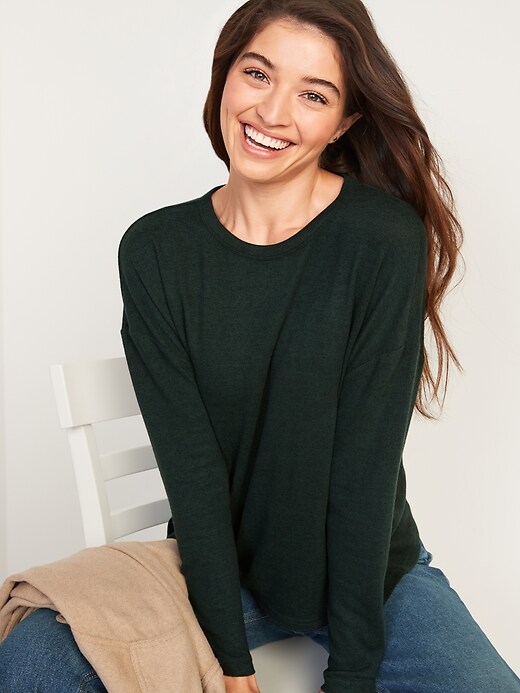 Image number 3 showing, Oversized Cozy-Knit Long-Sleeve T-Shirt