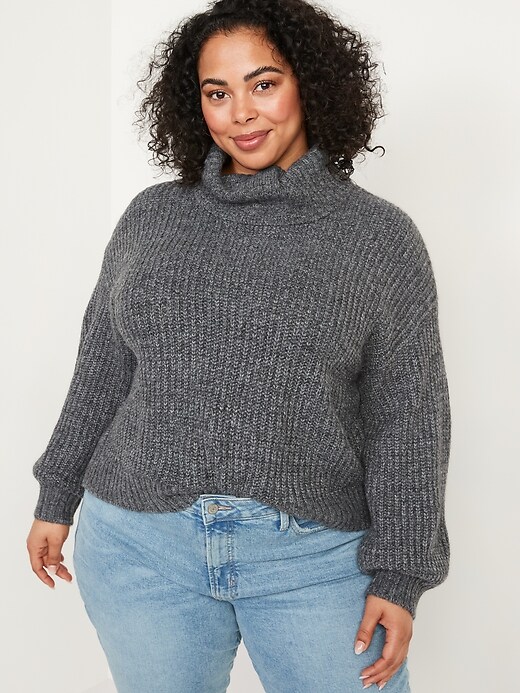 Image number 7 showing, Heathered Shaker-Stitch Turtleneck Sweater for Women