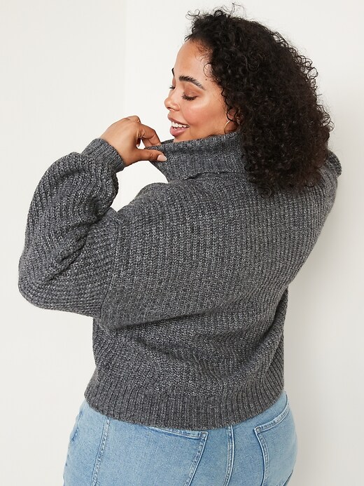Image number 8 showing, Heathered Shaker-Stitch Turtleneck Sweater for Women