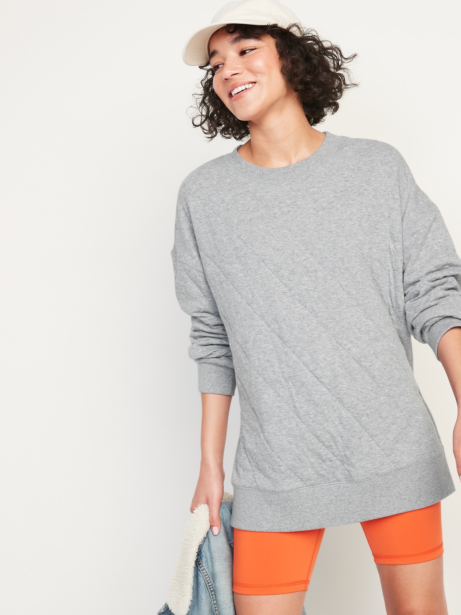 LongSleeve Vintage Quilted Tunic Sweatshirt for Women Old Navy