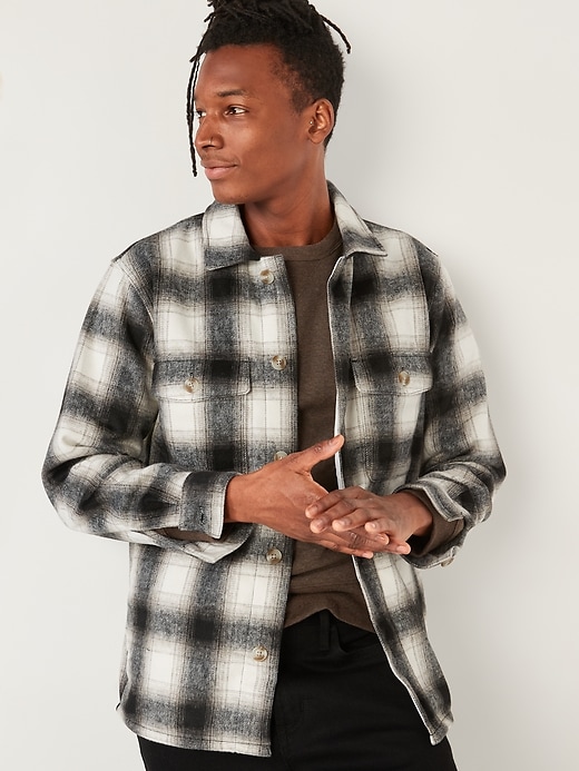 View large product image 1 of 2. Soft-Brushed Plaid Flannel Shacket