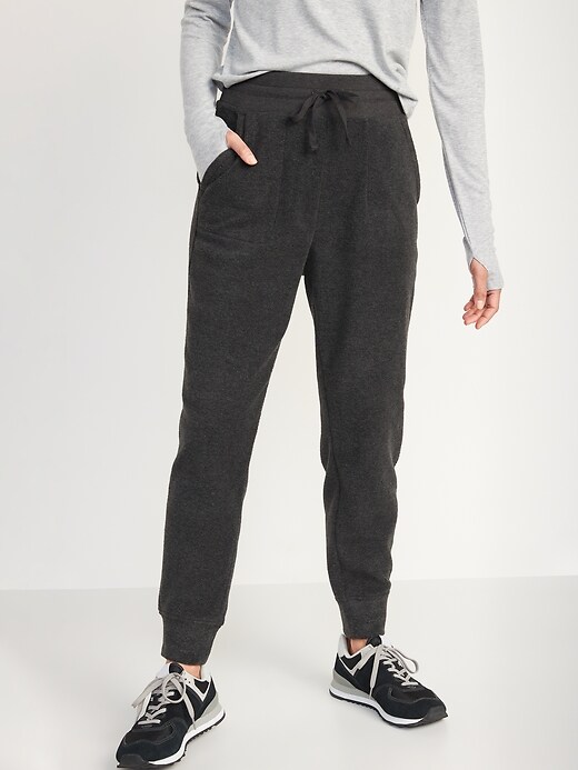 Image number 5 showing, Extra High-Waisted Microfleece Jogger Sweatpants