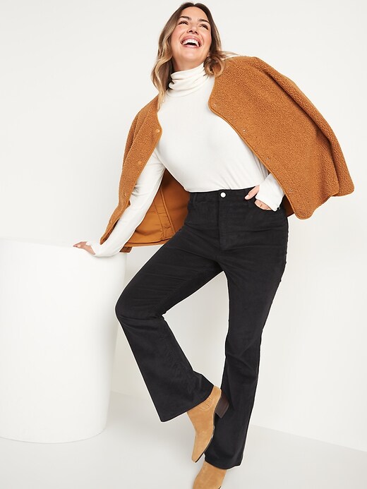 Image number 3 showing, Higher High-Waisted Corduroy Flare Pants for Women