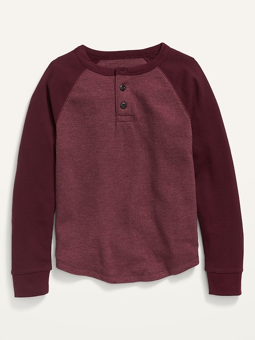 Thermal-Knit Long-Sleeve Henley T-Shirt