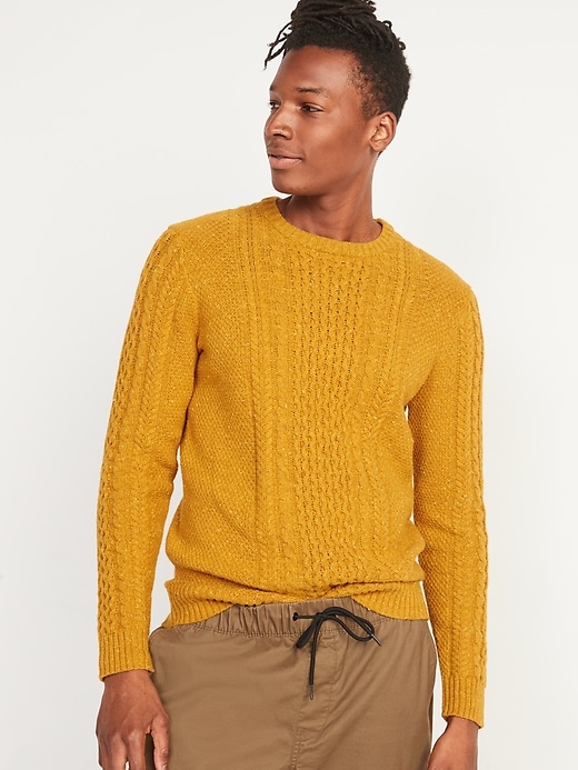 Old Navy Textured Cable-Knit Crew-Neck Sweater for Men. 1