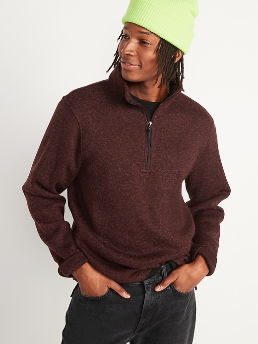 Image number 1 showing, Sweater-Fleece Mock-Neck Quarter-Zip Sweatshirt for Men