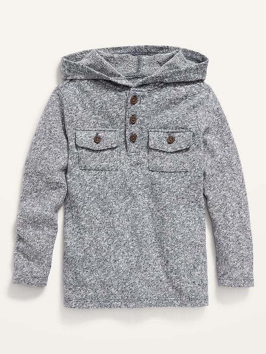 View large product image 1 of 2. Unisex Slub-Knit Utility-Pocket Henley Hoodie for Toddler