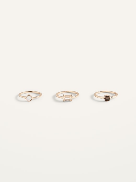 Old Navy Gold-Toned 3-Pack Stone Rings for Women. 1