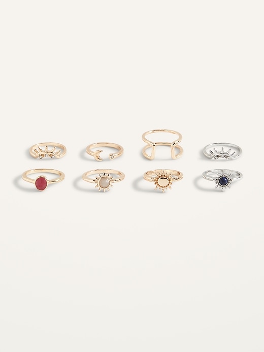 View large product image 1 of 2. Mixed-Metal Rings 8-Pack for Women