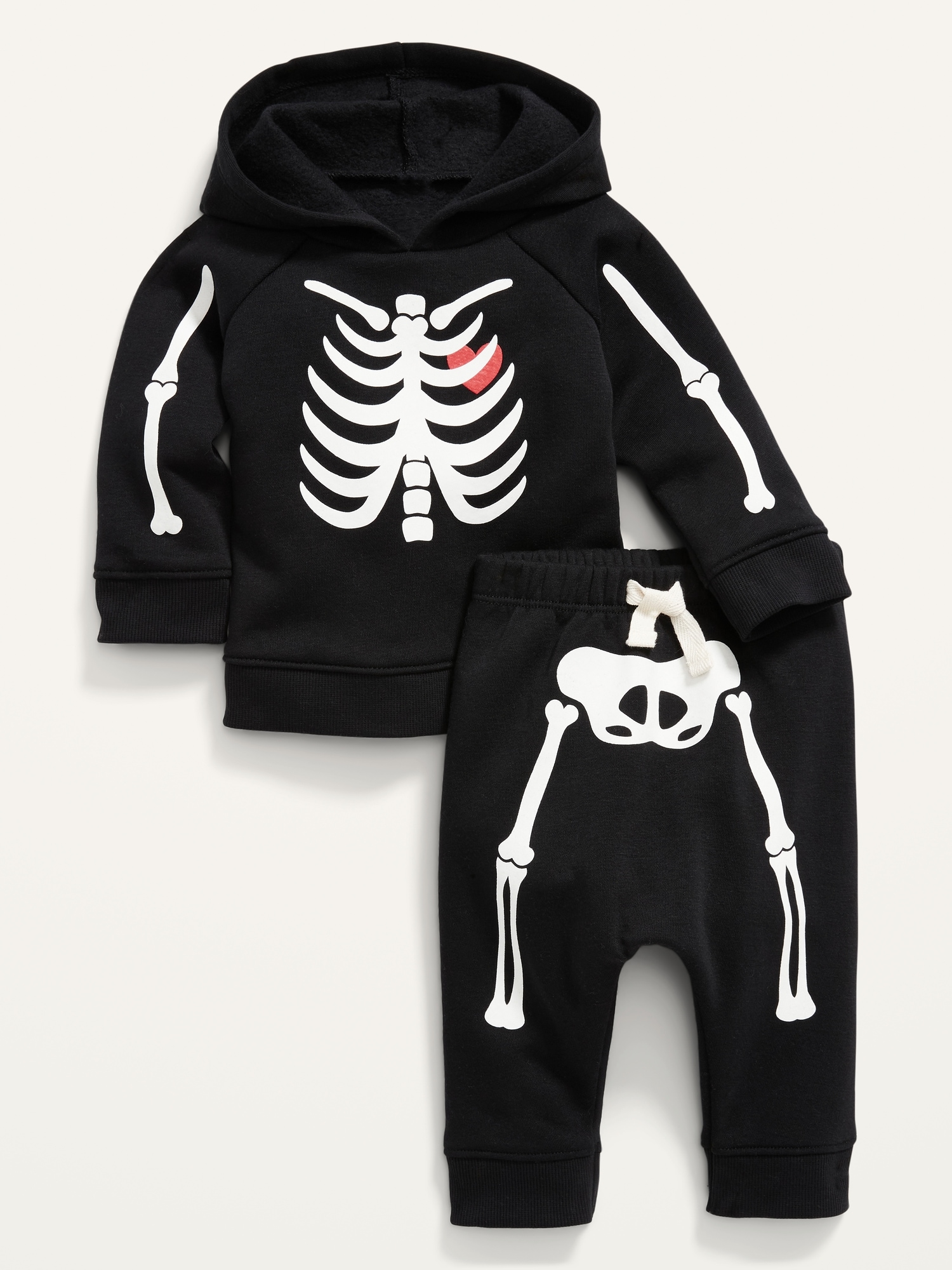 Unisex Skeleton Graphic Hoodie & Sweatpants Set for Baby