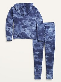 View large product image 4 of 4. Cozy-Knit Printed Twist-Hem Hoodie & Jogger Sweatpants Set for Girls