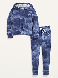View large product image 3 of 4. Cozy-Knit Printed Twist-Hem Hoodie & Jogger Sweatpants Set for Girls