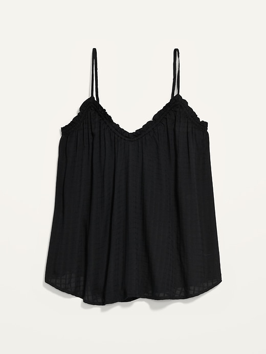 View large product image 2 of 2. Ruffled Textured-Dobby Cami Top