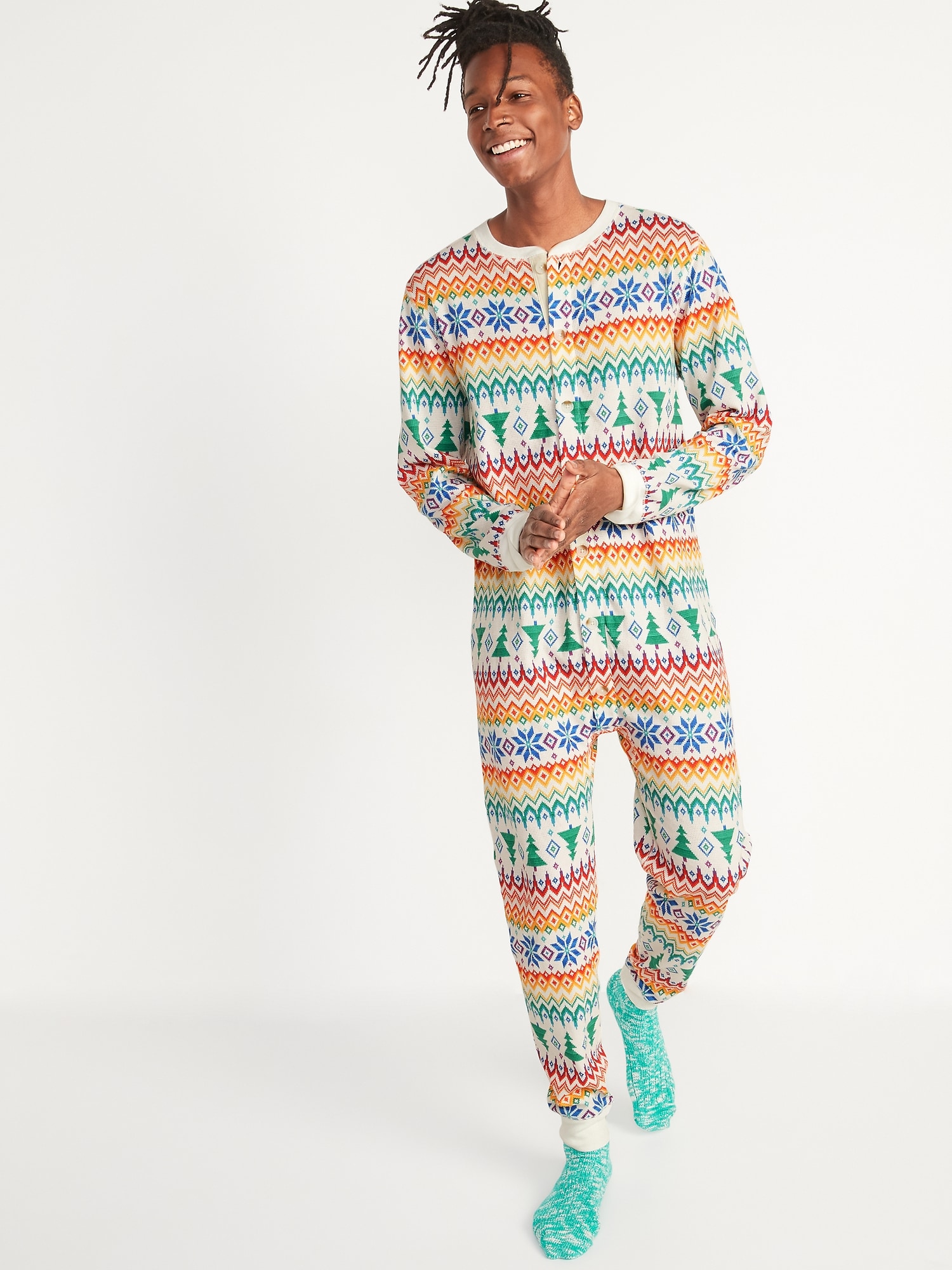 Matching Printed Thermal Pajama One-Piece for Men | Old Navy
