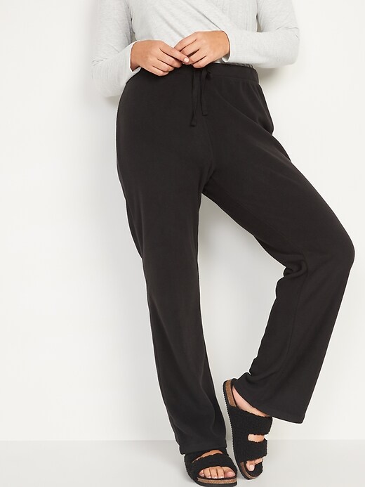 Image number 1 showing, Mid-Rise Microfleece Pajama Pants for Women