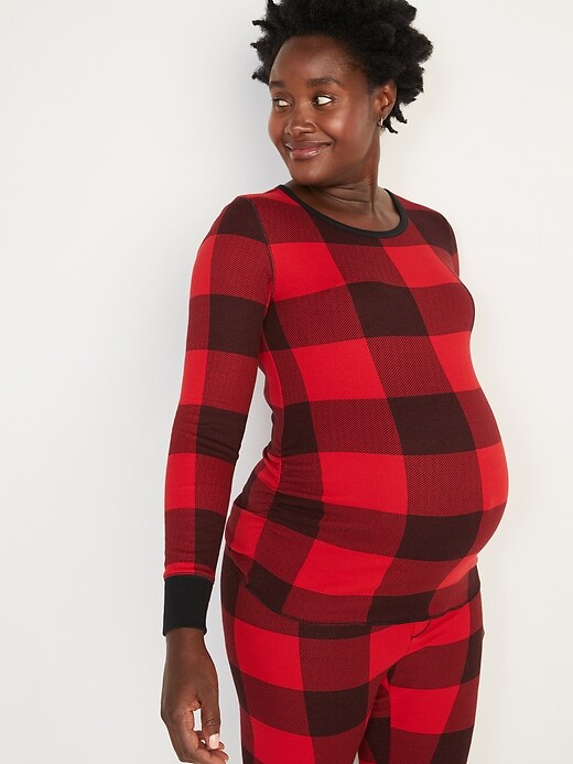 View large product image 1 of 1. Maternity Matching Pajama Printed Thermal T-Shirt