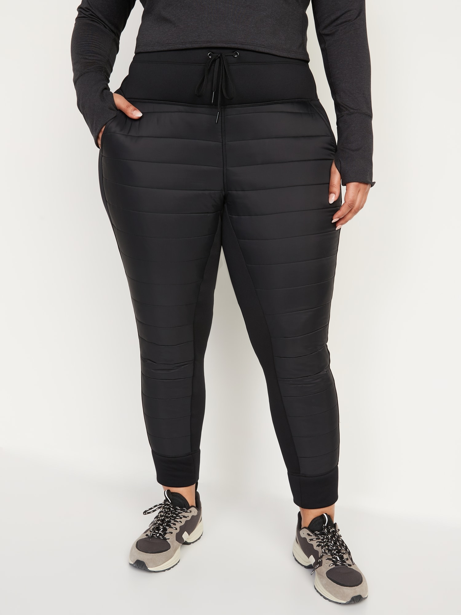 High-Waisted UltraCoze Quilted Hybrid Jogger Leggings for Women