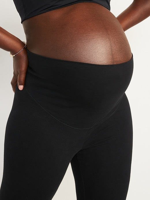 Image number 6 showing, Maternity 2-Pack Full-Panel Cropped Jersey Leggings