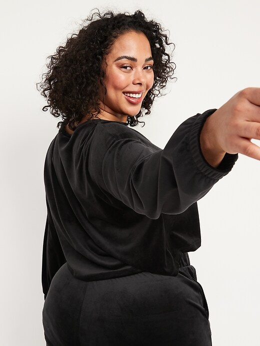 Image number 8 showing, Long-Sleeve Velvet Pajama Top for Women