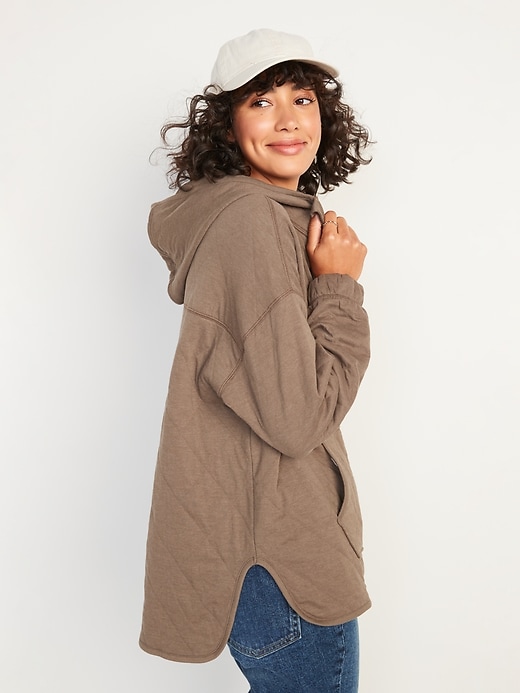 Image number 6 showing, Quilted Quarter-Zip Tunic Hoodie for Women