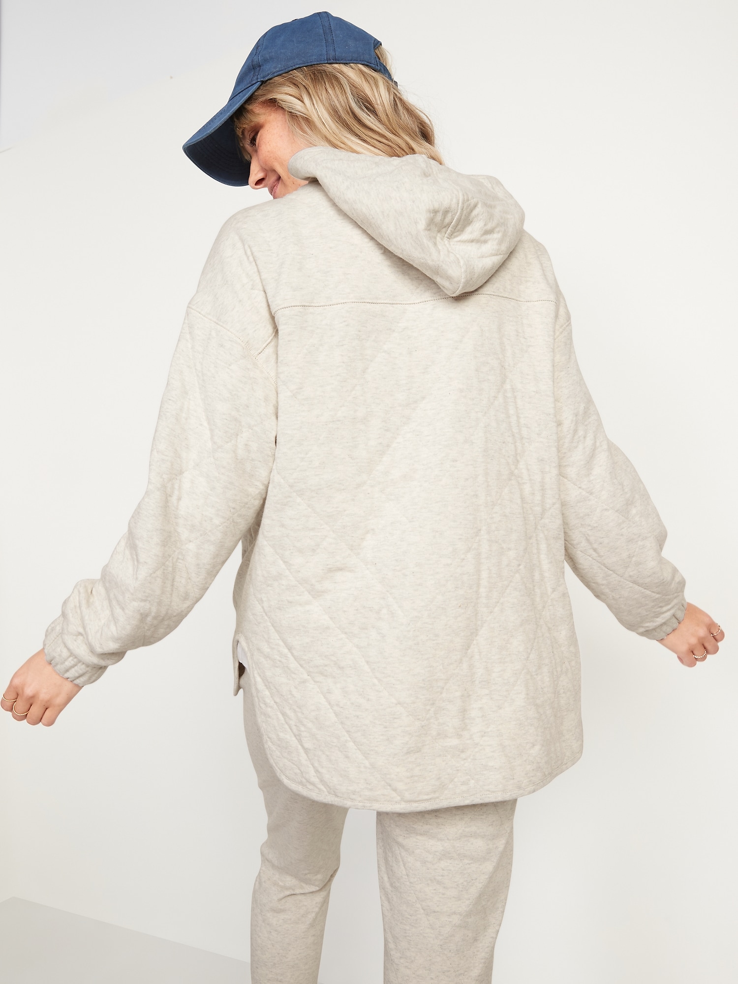 Quilted HalfZip Tunic Hoodie for Women Old Navy