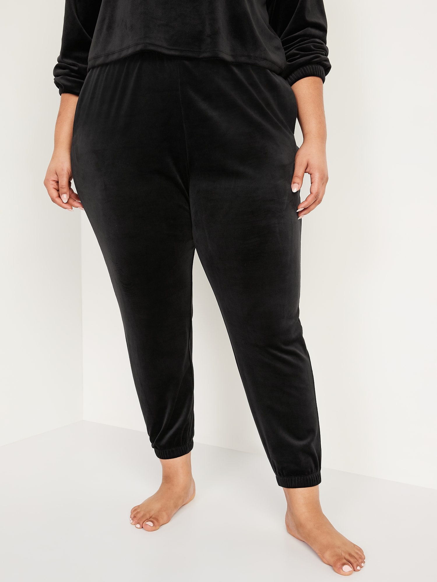 High-Waisted Luxe Velvet Jogger Sweatpants for Women