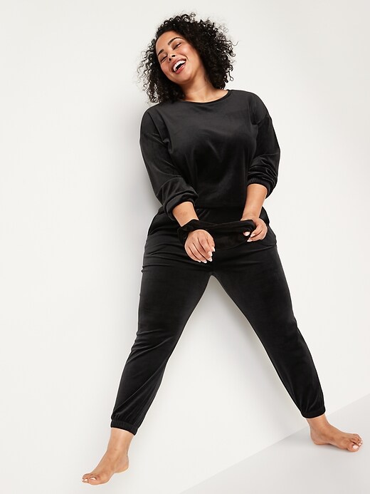 Image number 3 showing, Long-Sleeve Velvet Pajama Top for Women