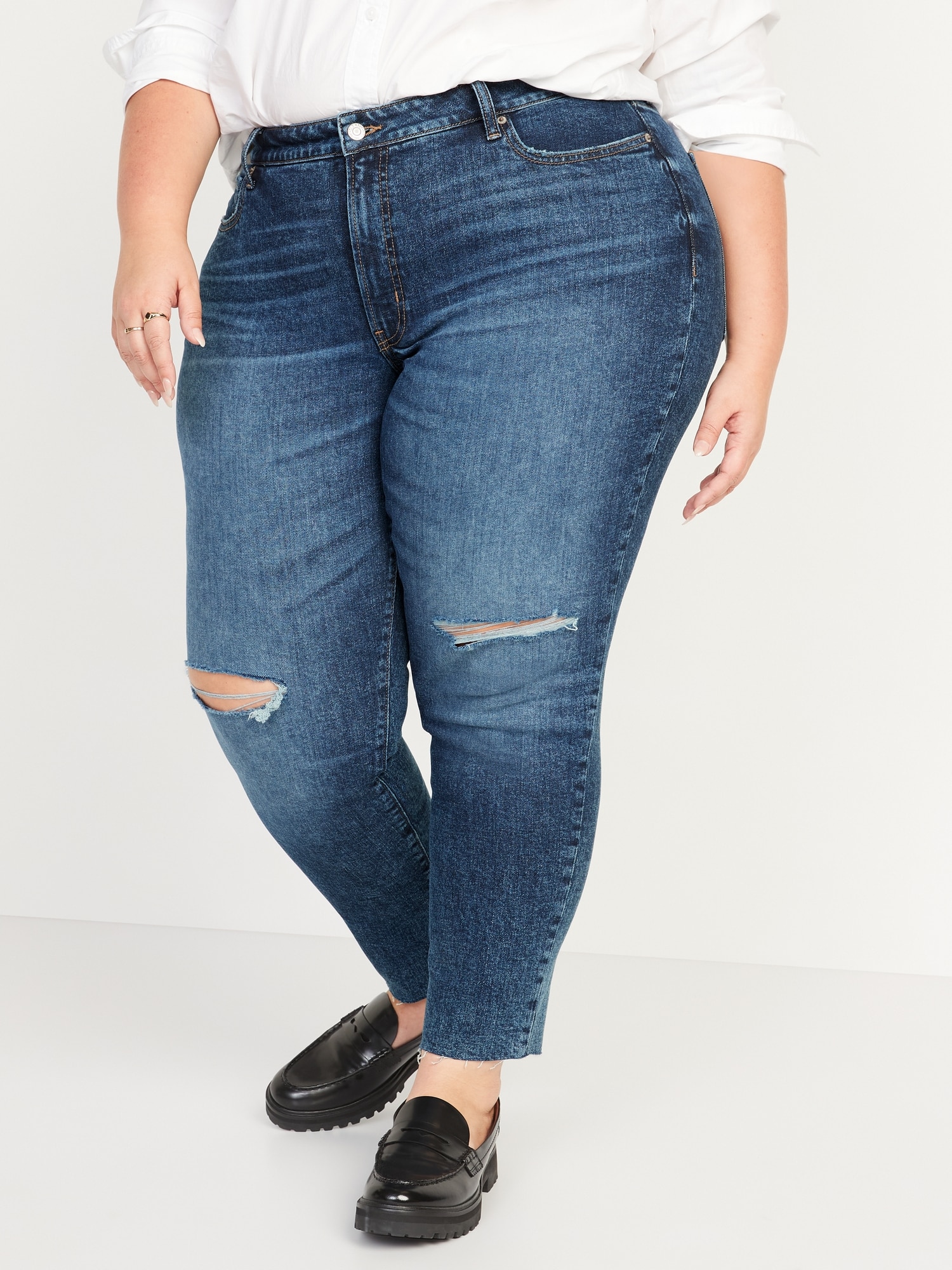 Curvy High-Waisted OG Straight Ripped Jeans for Women | Old Navy